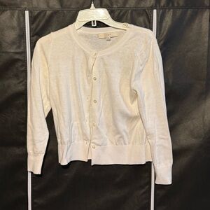 LOFT Ivory Button-Up Cardigan